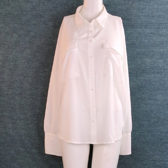 Simply Vera Vera Wang Button Front Blouson Sleeve Blouse NWOT - Picture 3 of 12